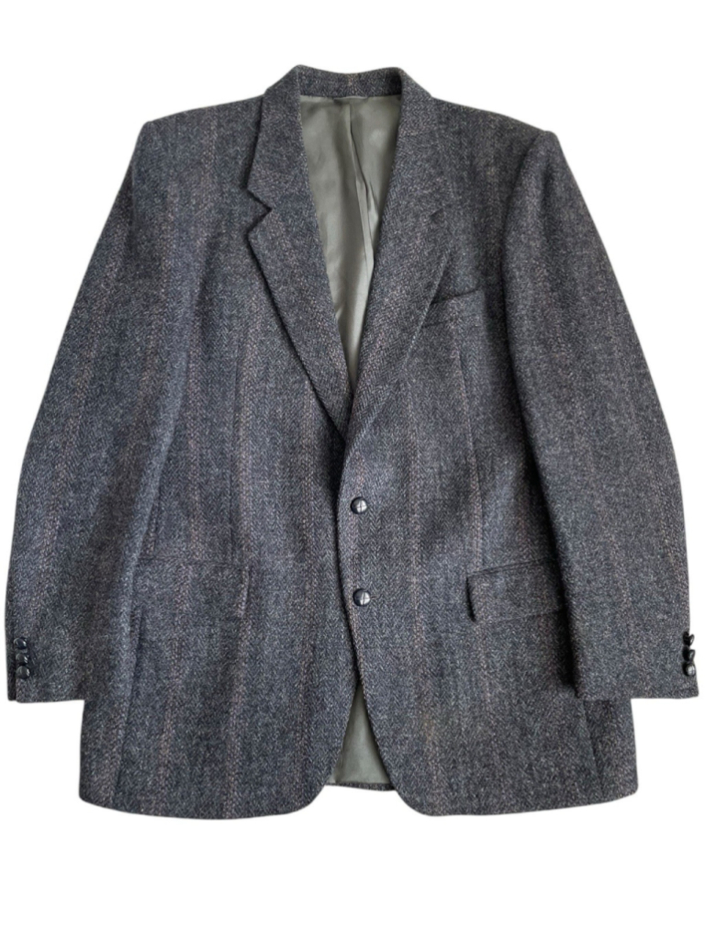 Vintage Harris Tweed Blazer Mens 44L Gray Blue Regular Fit Sport Jacket